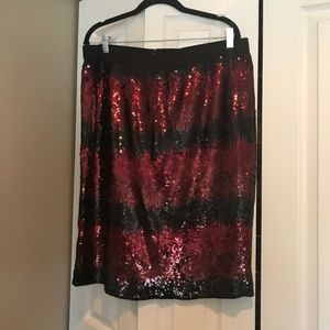 Vince Camuto Black Red Sequin Skirt